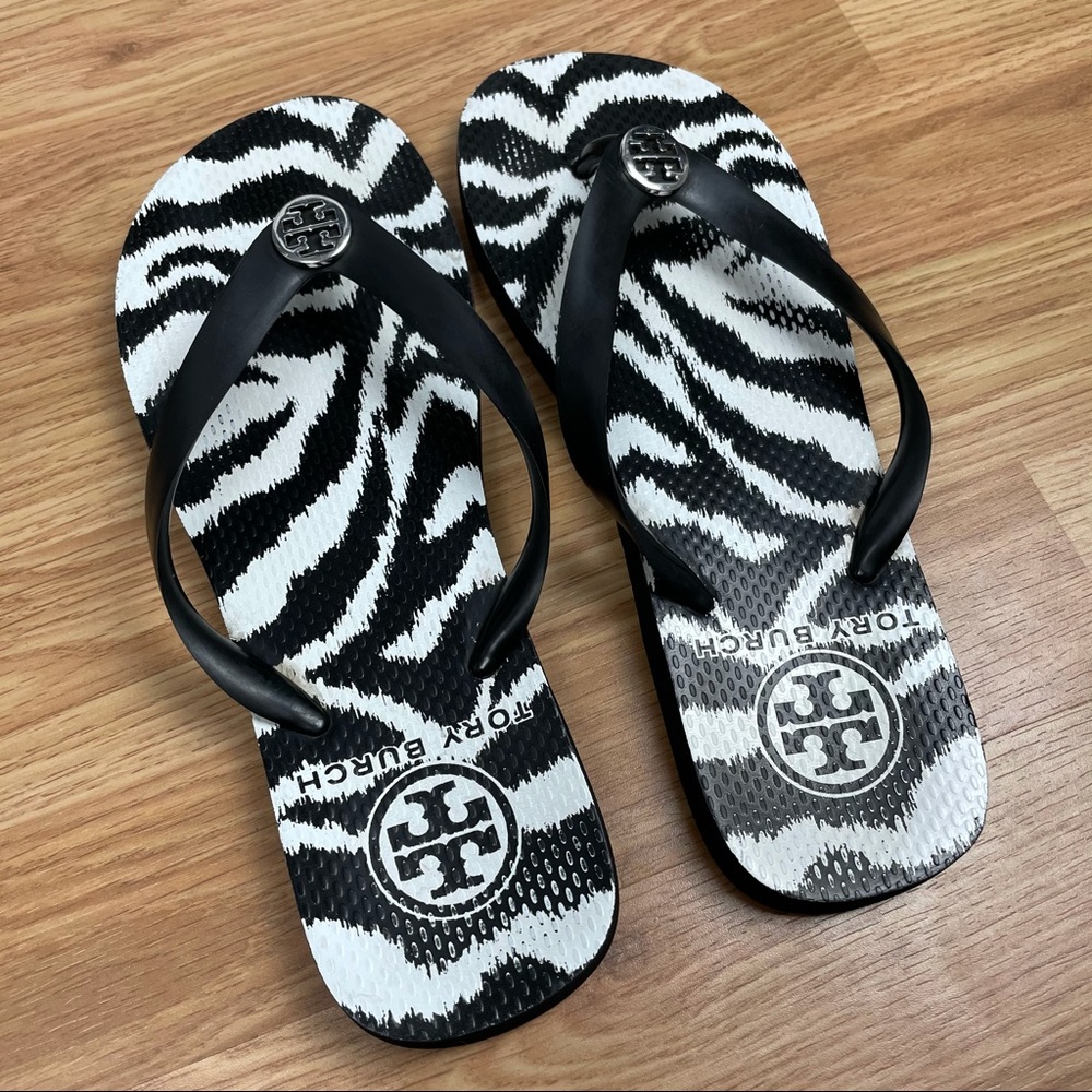 Tory Burch Zebra Print Flip Flops